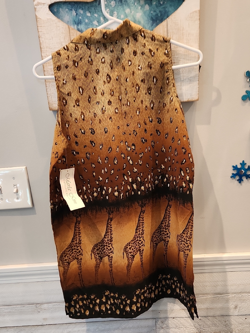 NWT Marla Kim Sleeveless Button-Front Giraffe Print Tunic in Brown Ombre Sz S - Picture 8 of 8
